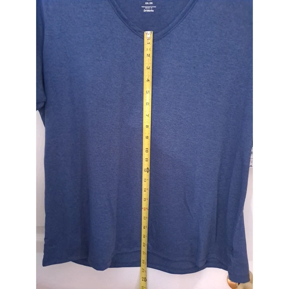 NWT Athletic Works DriWorks Women's V-Neck Blue T- Shirt Size 20 XXL 100% Polyes